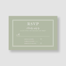Modern legant Formal Sage Green Wedding RSVP-kaart