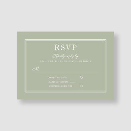 Modern legant Formal Sage Green Wedding RSVP-kaart RSVP Kaartje