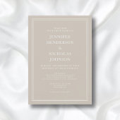 Modern legant Formal Taupe Beige Wedding Kaart