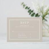 Modern legant Formal Taupe Beige Wedding RSVP (Staand voorkant)
