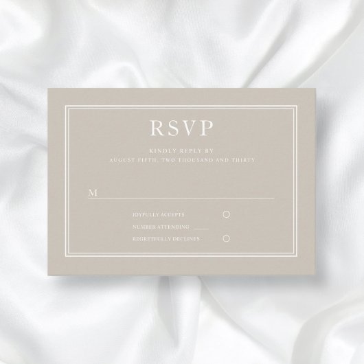 Modern legant Formal Taupe Beige Wedding RSVP