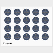 Modern legant Gold & Navy Blue Baptisme Hartelijk  Ronde Sticker (Vel)