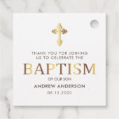 Modern legant Gold & White Baptisme Hartelijk dank Bedankjes Labels (Achterkant)
