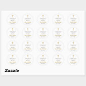 Modern legant Gold & White Baptisme Hartelijk dank Ronde Sticker (Vel)