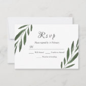 Modern legant Green Waterverf Leaf Wedding RSVP (Voorkant)