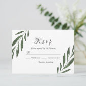 Modern legant Green Waterverf Leaf Wedding RSVP (Staand voorkant)