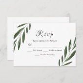Modern legant Green Waterverf Leaf Wedding RSVP (Voorkant / Achterkant)