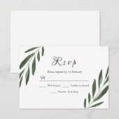 Modern legant Green Waterverf Leaf Wedding RSVP Kaartje (Voorkant / Achterkant)