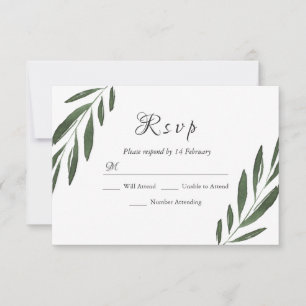 Modern legant Green Waterverf Leaf Wedding RSVP Kaartje