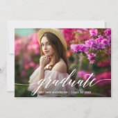 Modern legant kalligrafiescript Afstuderen Foto Aankondiging (Voorkant)