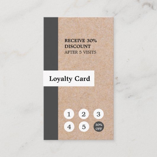 Modern legant Kraft Stripe Vertical Loyalty Card Visitekaartje (Voorkant)