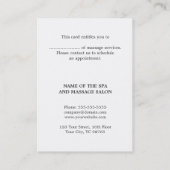 Modern legant massage Therapist Gift Certificate Kortingskaartje (Achterkant)