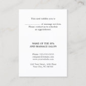 Modern legant massage Therapist Gift Certificate Kortingskaartje (Achterkant)