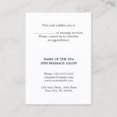 Modern legant massage Therapist Gift Certificate Kortingskaartje (Achterkant)