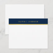 Modern legant Navy Gold Flat Note Card Notitiekaartje (Voorkant / Achterkant)