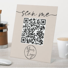 Modern legant QR-code Beige Pedestal Sign Reclamebord Met Voetstuk
