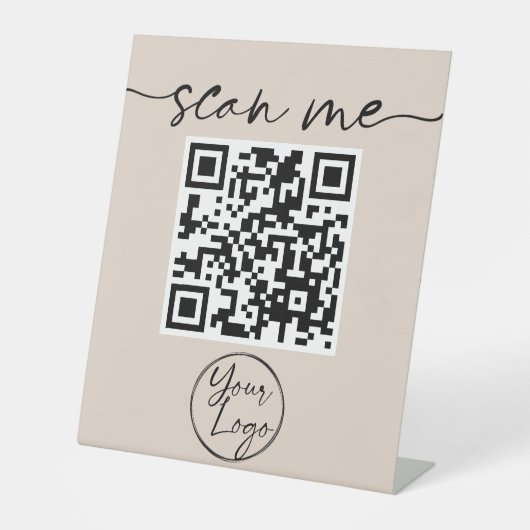 Modern legant QR-code Beige Pedestal Sign Reclamebord Met Voetstuk (Voorkant)