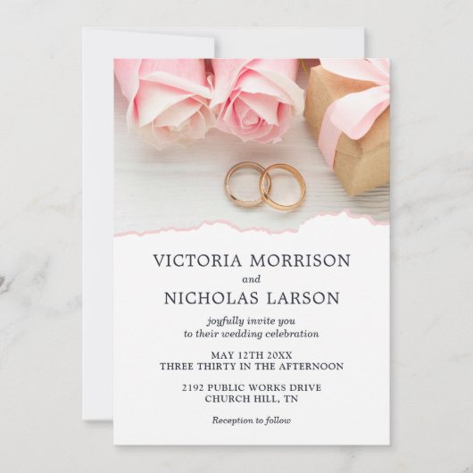 Modern legant Rings met Rozen Weddenschap Kaart (Voorkant)