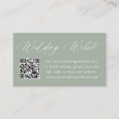 Modern legant Sage Green Wedding Website QR Code Informatiekaartje (Voorkant)
