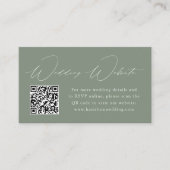 Modern legant Sage Green Wedding Website QR Code Informatiekaartje (Voorkant)