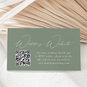 Modern legant Sage Green Wedding Website QR Code Informatiekaartje
