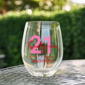 Modern legant script 21 21e verjaardag wijnglas zonder voet