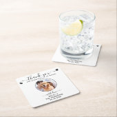 Modern legant script bedankt foto's weddenschap kartonnen onderzetters (Insitu)