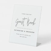 Modern legant Script Calligraphy Wedding Sign Reclamebord Met Voetstuk (Voorkant)