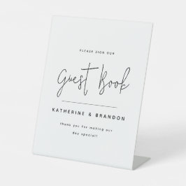 Modern legant Script Calligraphy Wedding Sign Reclamebord Met Voetstuk