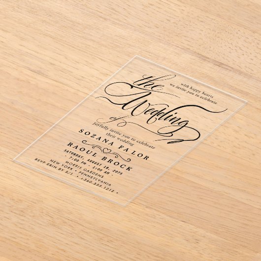 Modern legant Script Wedding Acryl Uitnodigingen (Laagn)