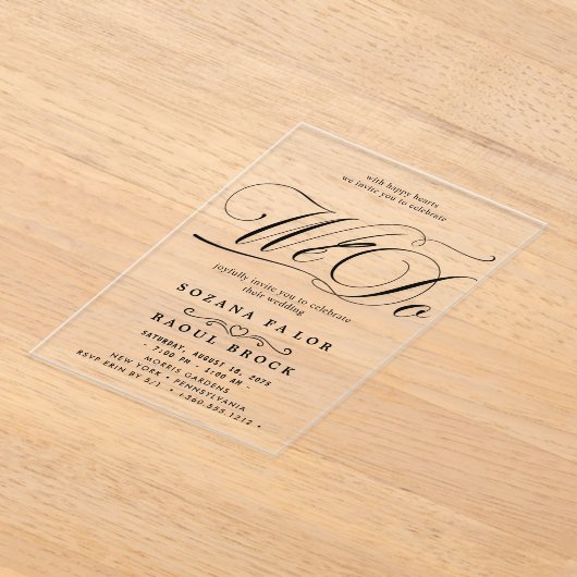 Modern legant Script Wedding Acryl Uitnodigingen (Laagn)