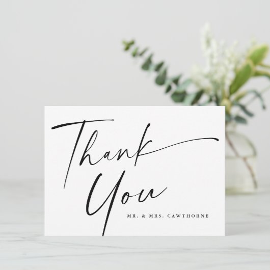 Modern legant Script Wedding Bedankkaart (Staand voorkant)