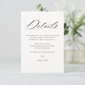 Modern legant Script Wedding Informatiekaartje (Staand voorkant)