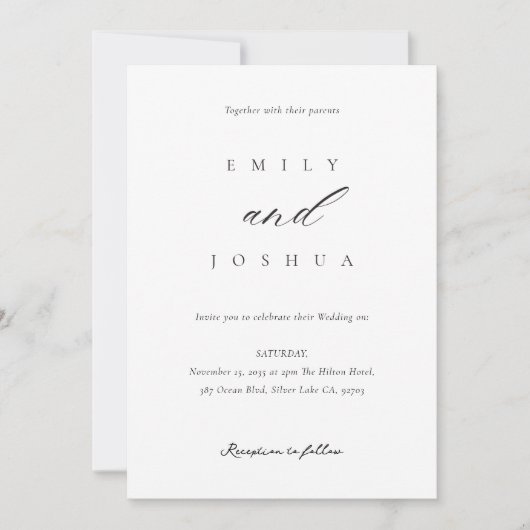 Modern legant Script Wedding Kaart (Voorkant)