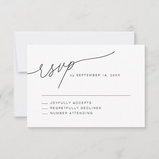 Modern legant Script Wedding RSVP Kaartje (Voorkant)