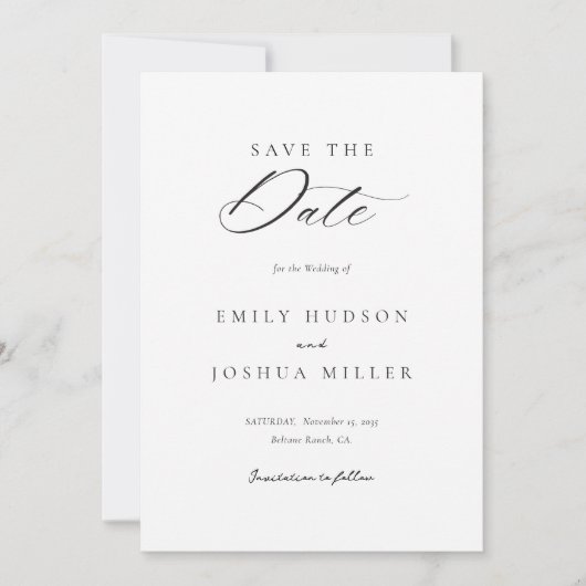 Modern legant Script Wedding Save The Date (Voorkant)