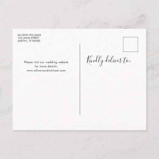 Modern legant Script Wedding Save the Date Photo Aankondigingskaart (Achterkant)