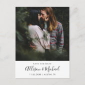Modern legant Script Wedding Save the Date Photo Aankondigingskaart (Voorkant)