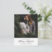Modern legant Script Wedding Save the Date Photo Aankondigingskaart (Staand voorkant)