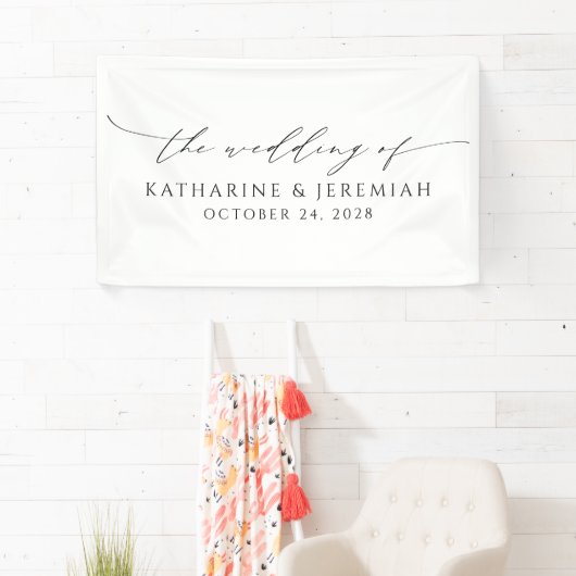 Modern legant Script Wedding Spandoek (Insitu)