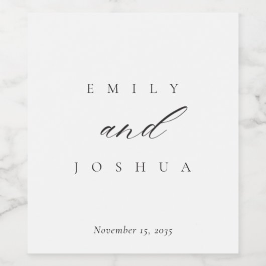 Modern legant Script Wedding Wijn Etiket (Enkel label)