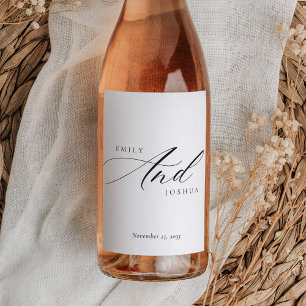 Modern legant Script Wedding Wijn Etiket