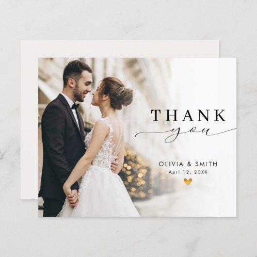 Modern legant Script Weduwfoto Hartelijk kaart (Voorkant / Achterkant)