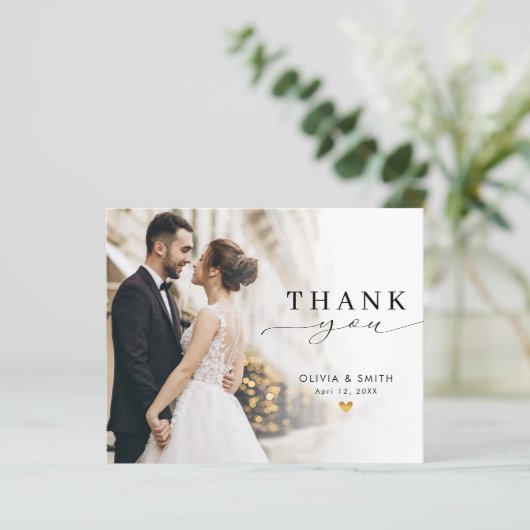 Modern legant Script Weduwfoto Hartelijk kaart (Staand voorkant)