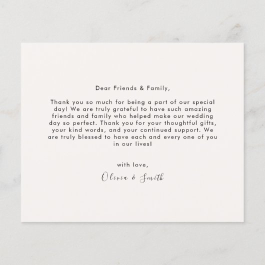 Modern legant Script Weduwfoto Hartelijk kaart (Achterkant)