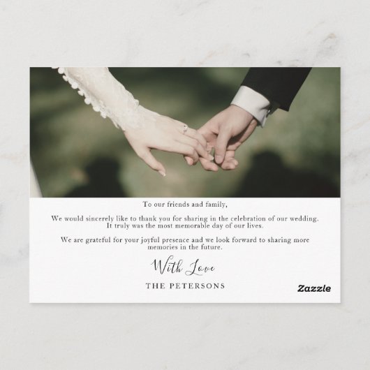 Modern legant Script Weduwfoto Hartelijk kaart (Achterkant)