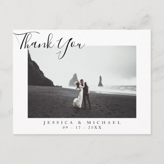 Modern legant Script Weduwfoto Hartelijk kaart (Voorkant)