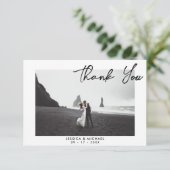 Modern legant Script Weduwfoto Hartelijk kaart (Staand voorkant)