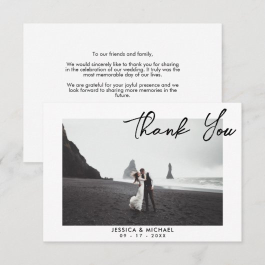 Modern legant Script Weduwfoto Hartelijk kaart (Voorkant / Achterkant)