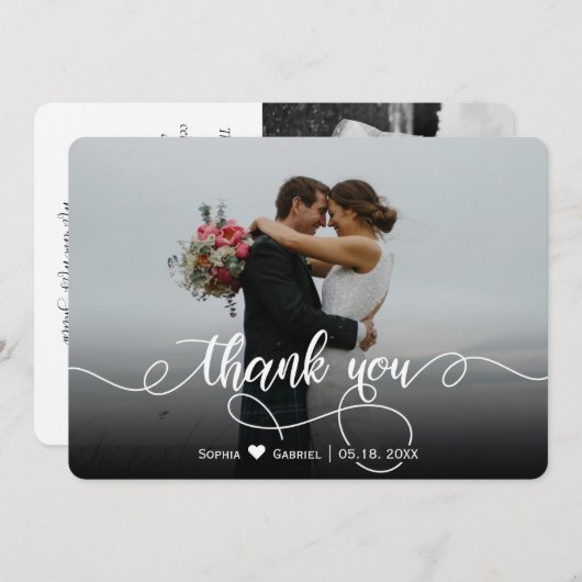 Modern legant Script Weduwfoto Hartelijk kaart (Voorkant / Achterkant)